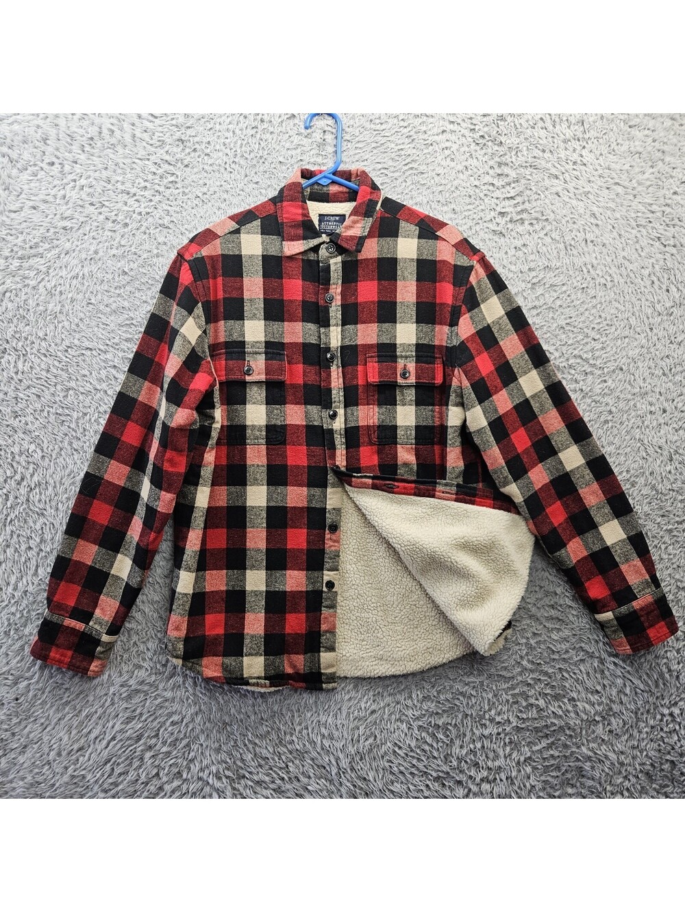 J.CREW Authentic Outerwear Sherpa Lined Flannel Shirt Jacket Shacket Medium